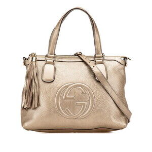 Gucci Soho Tassel Shoulder Bag Metallic Gold Leather